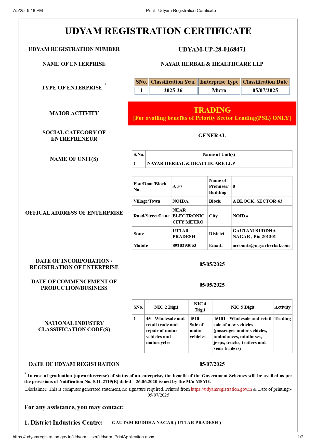 Udyam Registration
